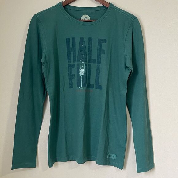 Life Is Good Tops - LIFE IS GOOD Womens Classic Fit Tee T-Shirt Medium Half Full Long‎ Sleeve Green